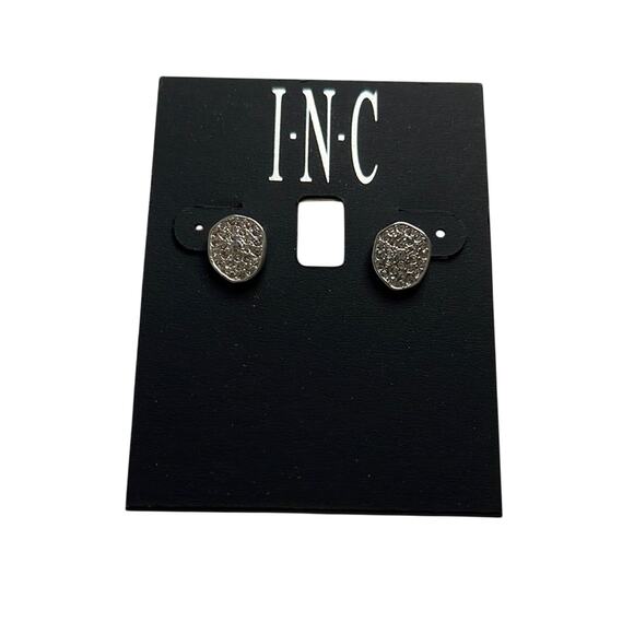 INC International Concepts Asymmetrical Silver Rhinestone Stud Earrings, NWT - Picture 1 of 2